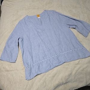 Ruby Rd Linen Tunic Top Blouse XL